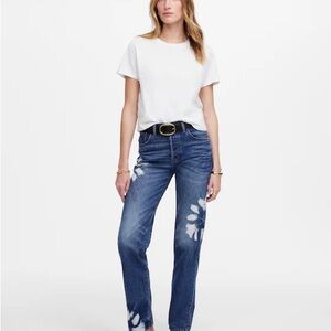 Madewell Blue Tie-Dye Straight Leg Jeans